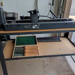 Craftsman 12" Wood Lathe + Rolling Stand + Turning Chisels (Works) – Ready to Go