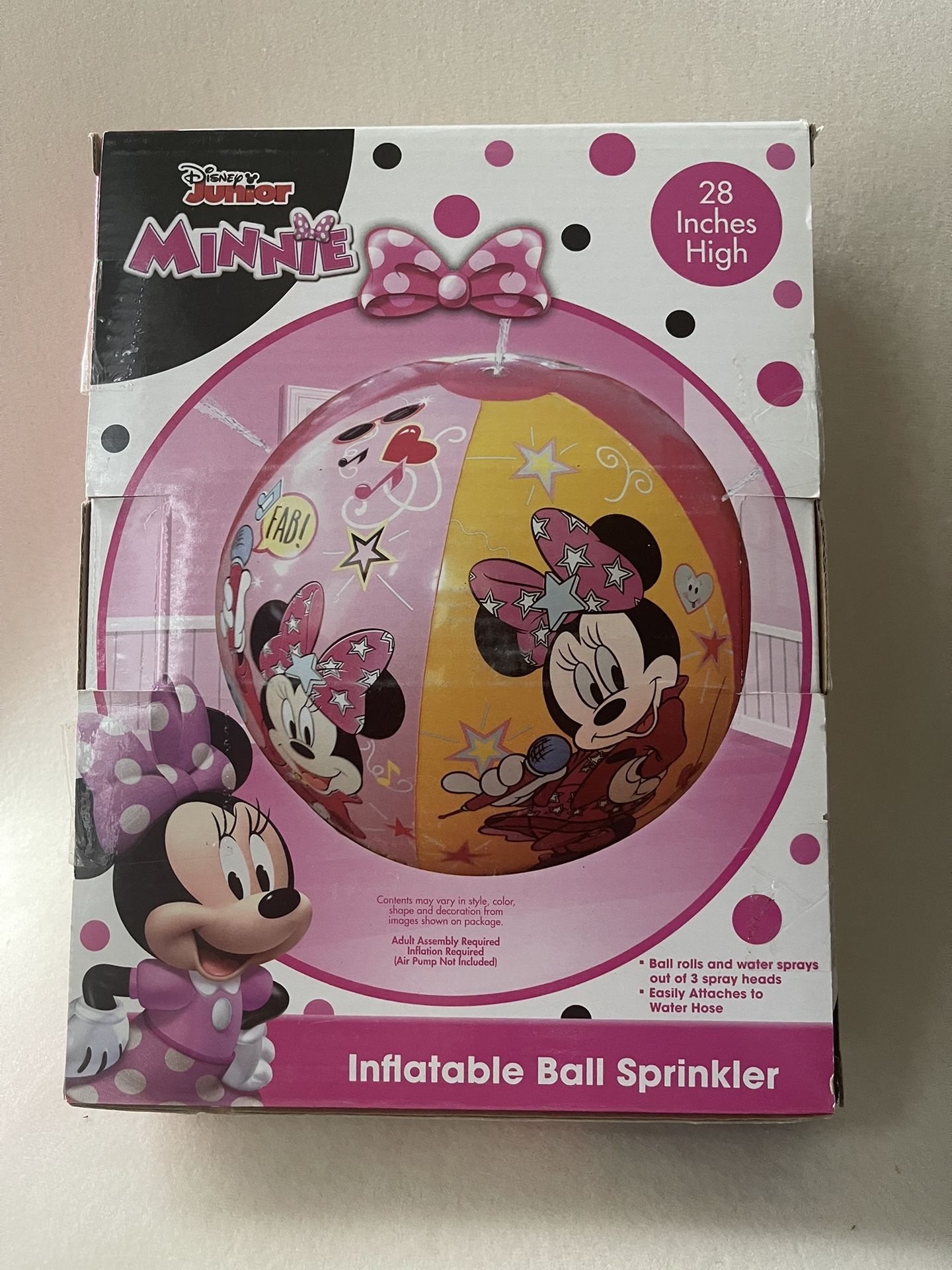 Disney Jr Minnie Mouse 28" Inflatable Ball Sprinkler 