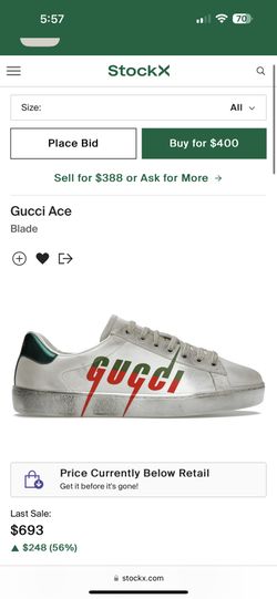 Gucci Blade Ace Sneakers Size 8 US Men
