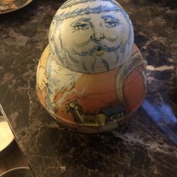 Vintage Roly Poly Santa Claus Tin 