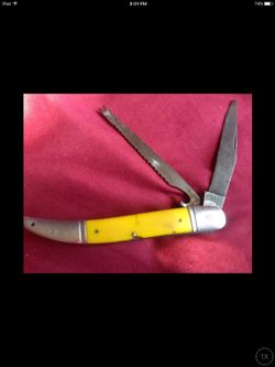 a Japanese Sabre fishing Knife Yellow Handle