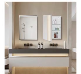 IDYLLOR Beveled Edge Mirrored Medicine Cabinet