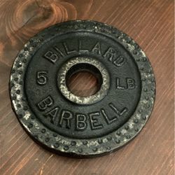 Billard Barbell 5 lb & 2.5 Standard Weight Plate Cast Iron dimple