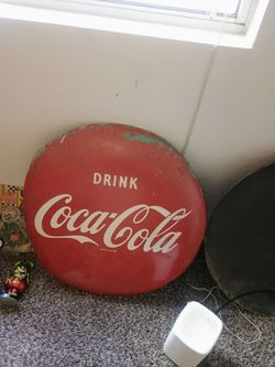 Vintage Coca-Cola Round Metal Button Sign