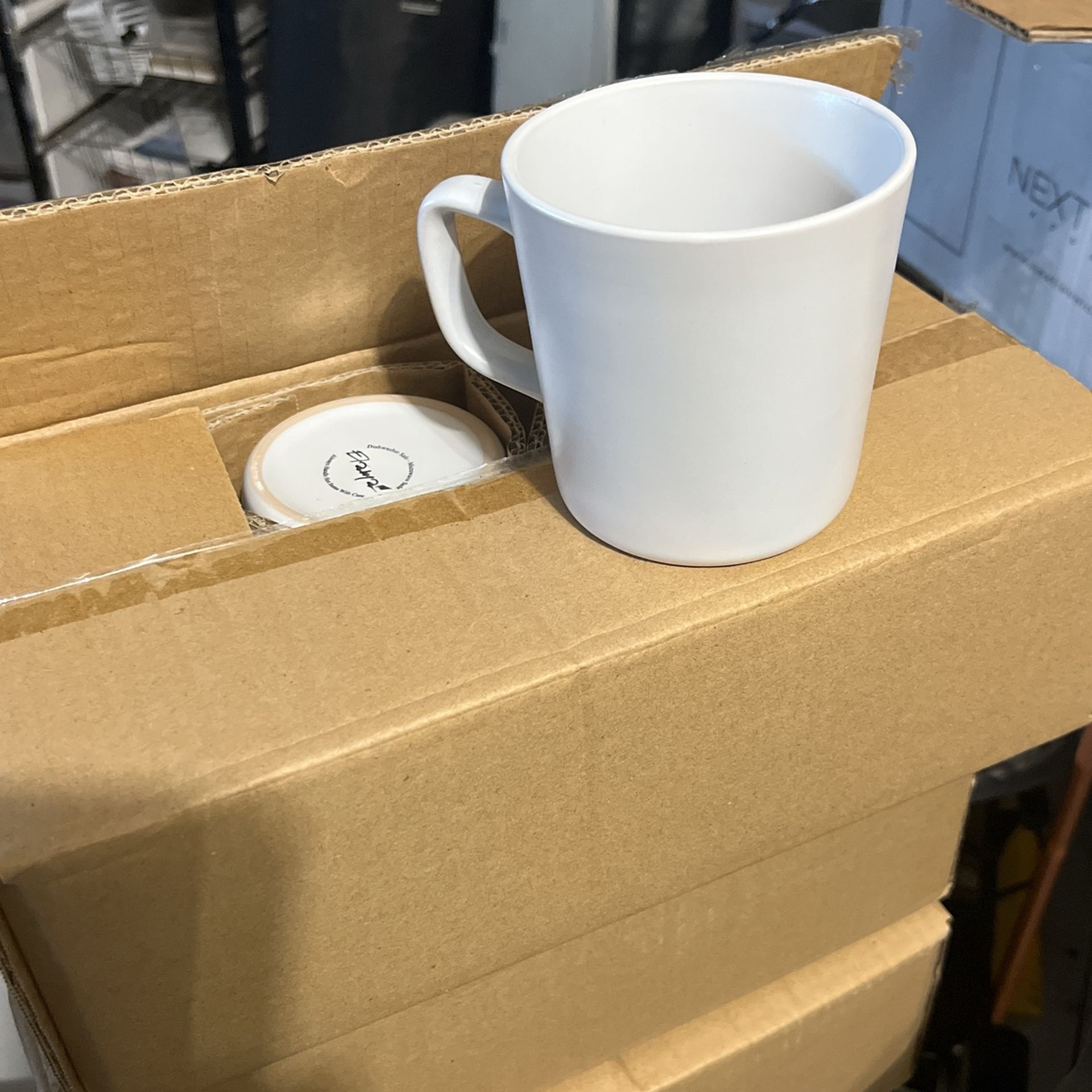 12 Brand New White Coffee Mugs