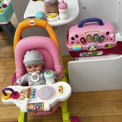 Fisher-Price Walker doll stroller($10 ) & pet carrier(Sold )