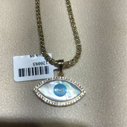 14 carat solid evil eye pendant moonstone including 2.5 mm icy necklace 16 inches