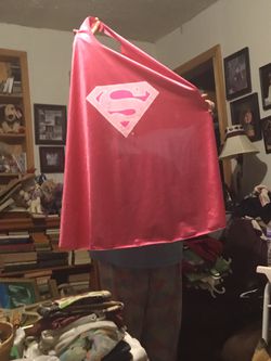Superman girls pink cape one size