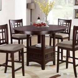 Dining Set Bar Height Table + 4 Chairs 