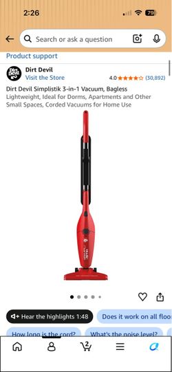 Dirt Devil Simplistik 3-in-1 Bagless Vacuum