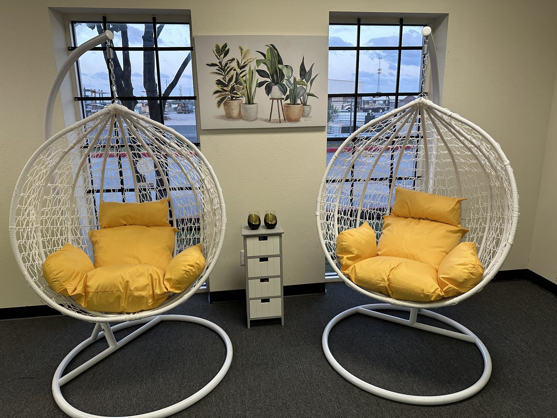 Set Of Two Swing Chairs With Cushions