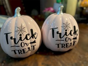 Trick or Treat Decorative Pumpkins Set of 2