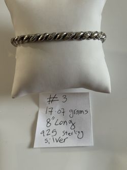 Sterling Silver Fancy Cut Link Bracelet, 17.7 grams 8" long