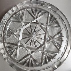 Vintage Cigarette Cigar Ashtray Heavy Round Cut Crystal 