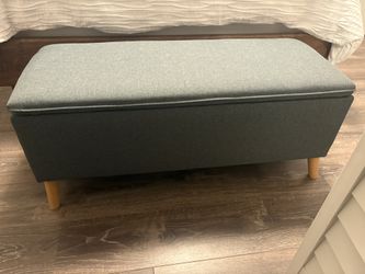 Grey Storage Bench Ottoman 