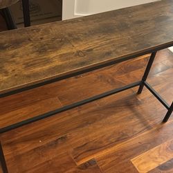 Entryway Table (Rustic Brown Wood, Black Metal)