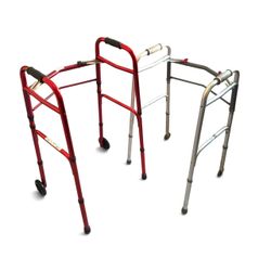 Lot of 2 Folding Walkers with Wheels – Medline & Drive – Adjustable Height