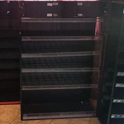 newer black retail sales display/stand/rack: 5 shelf rows