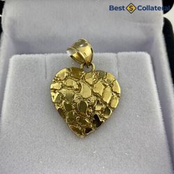 10k Gold Nugget Heart Charm