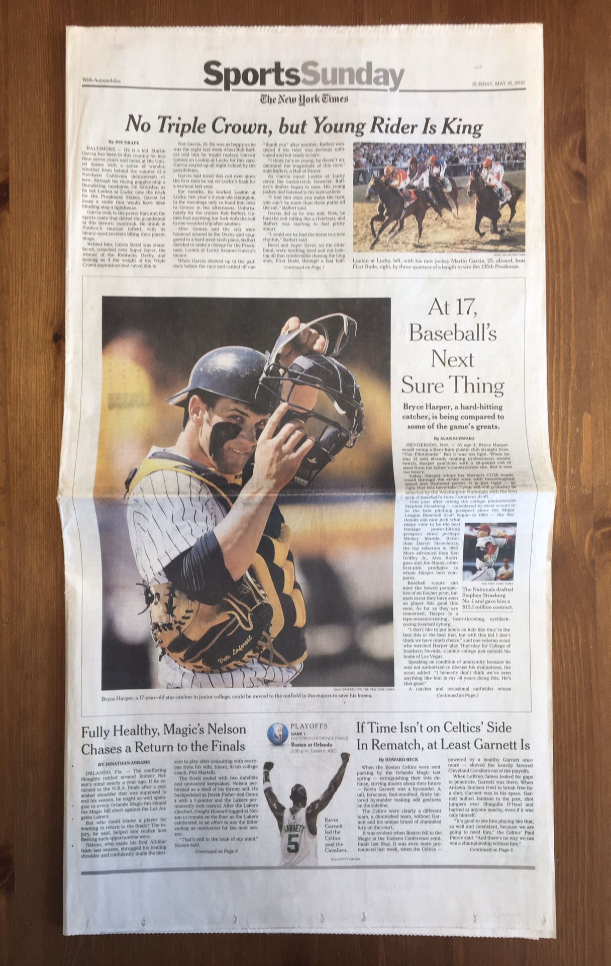 (1 COPY) NEW YORK TIMES: 17 Y/O BRYCE HARPER FEATURED AS FUTURE MLB GREAT