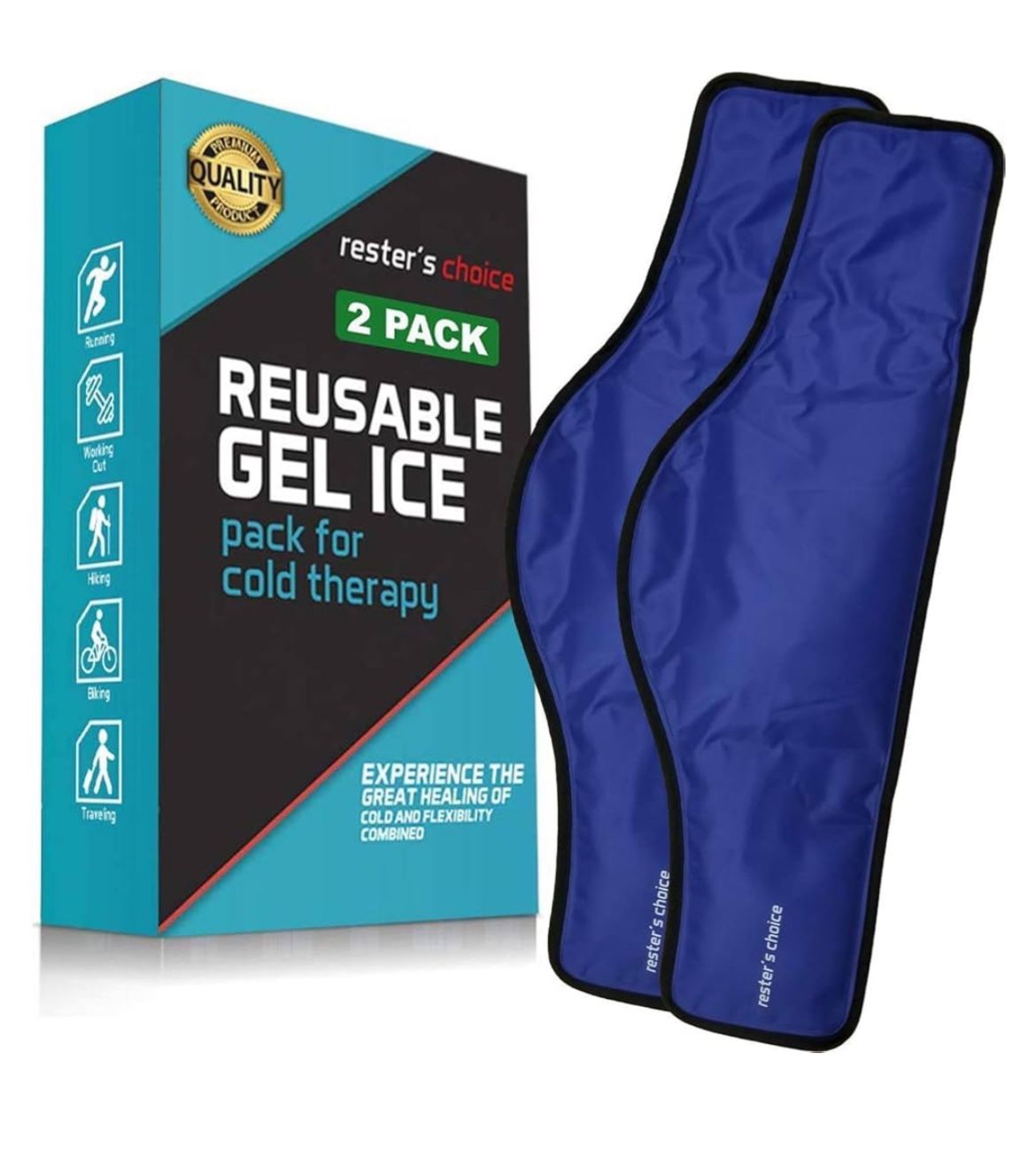 Resters Choice Reusable Gel ice packs in box! (Pack of 2 gel ice packs) 