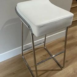 3 White Bar Stools- Set Of 3