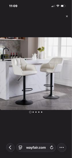 White bar stools with black base -2