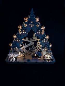 Christmas Lighted Wooden Christmas Village Scene Decoration