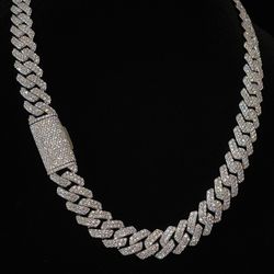 VVS 15mm Moissanite Cuban Chain Iced Out Pass Diamond Tester