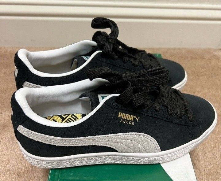 Black And White Suede Pumas Shoes