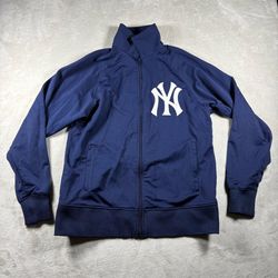 Vintage New York Yankees Stitches Men’s M/L Blue Sweater Baseball MLB Y2K #3118