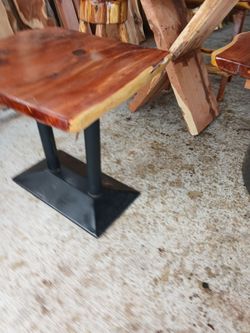 Live Edge Wood Slab Table with Metal Base