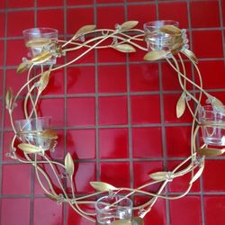 Golden Wreath Candle Wall Display