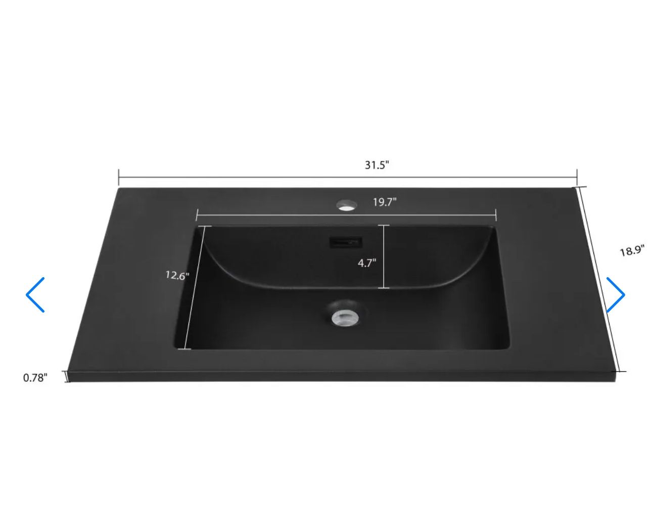 31.5" streamline Vanity Top 