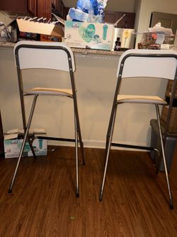 2 IKEA White bar stools