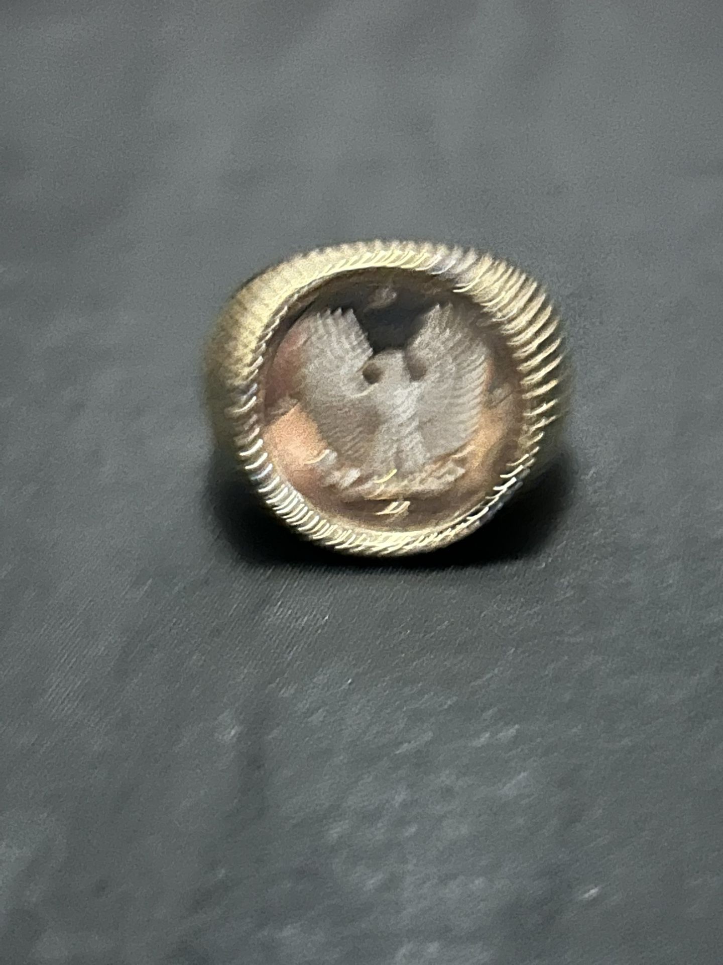 Vintage Rare Franklin Mint 14k Gold Eagle Coin 925 Ring
