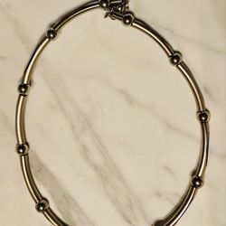 1990’s Vintage Stainless Steel Necklace W/Royal Blue Color Necklace