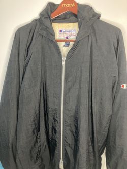 Vintage 1980s Champion Oversize Raincoat With Double Zipper And Packable Hood XL