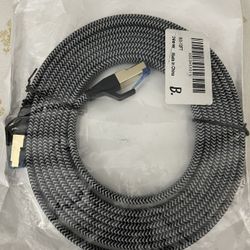 1 pack ARISKEEN Cat 8 Ethernet Cable 10 FT, Nylon Braided High Speed Cat8 Network LAN Patch Cord, 40Gbps 2000Mhz Shielded RJ45 Flat Internet Ca