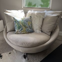 Round Beige Loveseat Chair