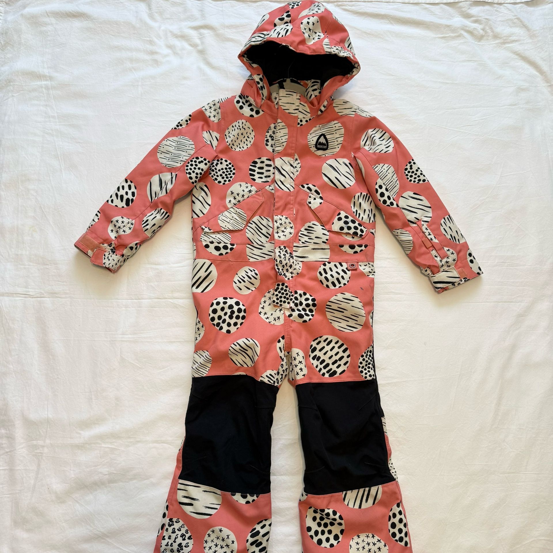 Burton Kids Girls Size 5 Snowsuit One-Piece Pink, Black & White Snowboard & Ski