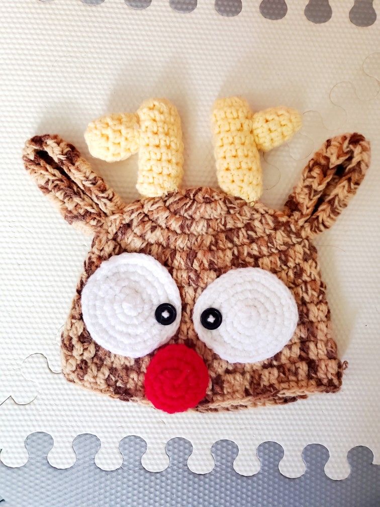 Rudolf The Reindeer Crochet Hat