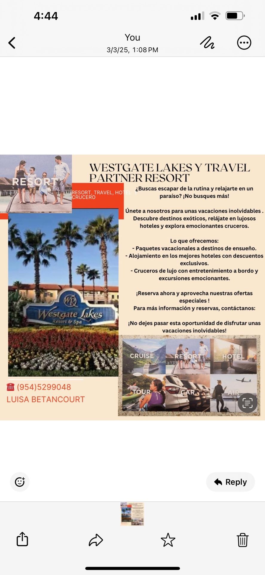 Hola tengo una Semana de 7 días en RESORT WESTGATE LAKE para ir de Vacaciones con la familia o amigos a Orlando o las Vegas es un Apartamento o Villa