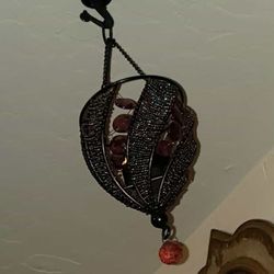 VINTAGE VICTORIAN ORNATE BOHEMIAN BEADED TEALIGHT CANDLE HOLDER CHANDELIER HANGING ACCENT WALL ART