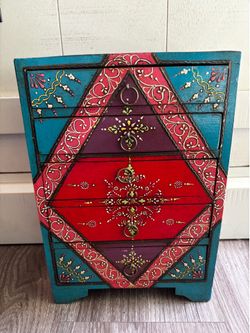 5 drawer bohemian hand painted jewelry box