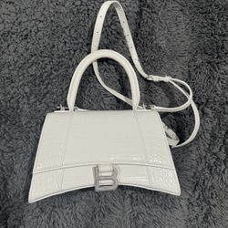 BALENCIAGA HOURGLASS CROC EMBOSSED CROSSBODY BAG
