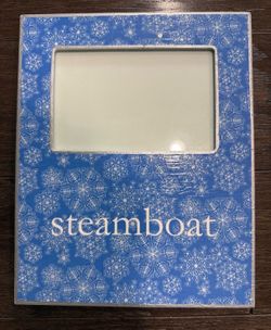 Ski Steamboat Colorado Blue Snowflake Picture Frame 4x6