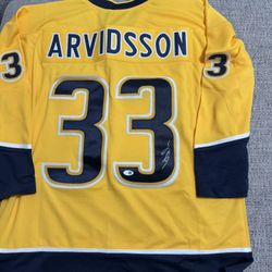Viktor Arvidsson autographed signed Custom Jersey - JSA Coa- Nashville Predators