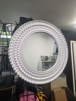 Medium sized white mirror, plastic edges, very cute, just $15