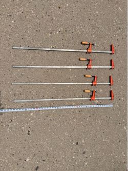 Set of 4 Bar Clamps with Wood Handles